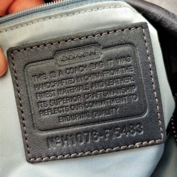 Coach Carly Signature Lurex Small Shoulder Silver/Steel Canvas Hobo Bag - Picture 7 of 8